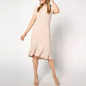 Dennis Basso Caviar Knit Dress with Flounce